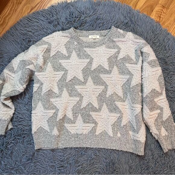 Illa Illa Gray Star Boucle Oversized Sweater Size S M - Picture 1 of 6